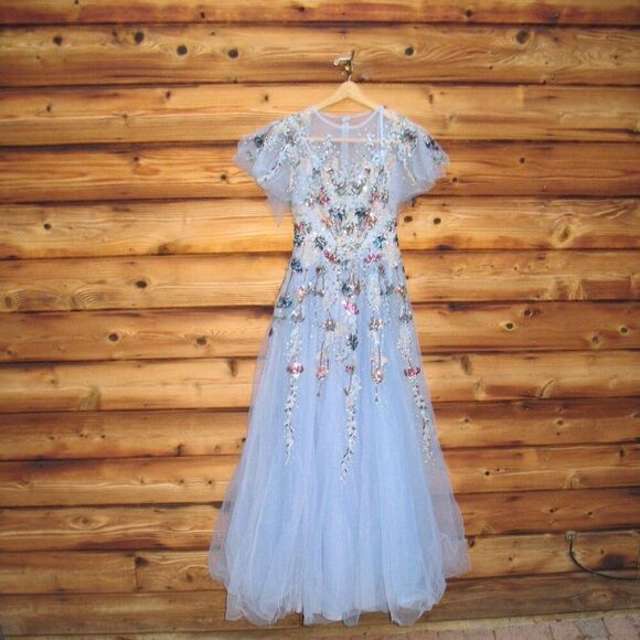 MAC DUGGAL 20436 Embellished Multi Color Flutter Sleeve A-Line Dress - Picture 5 of 14